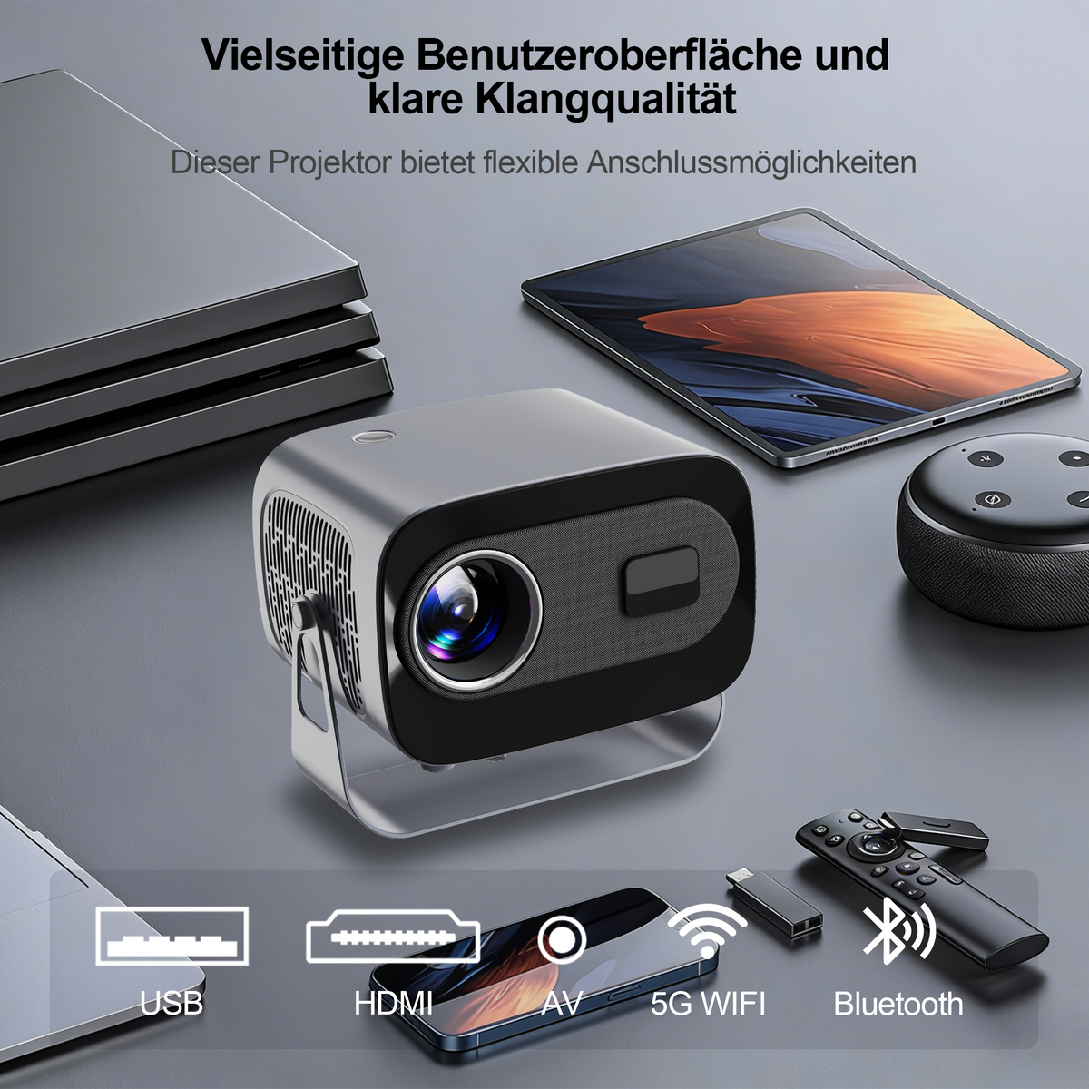 A10 Plus Smart Portable Projector | 1080P Home Theater, WiFi & Bluetooth