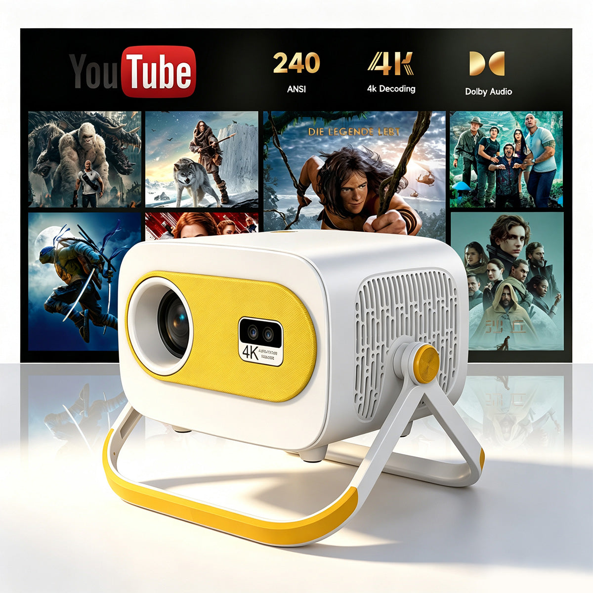 JY325 Smart Portable Projector | 1080P Home Cinema, WiFi & Bluetooth