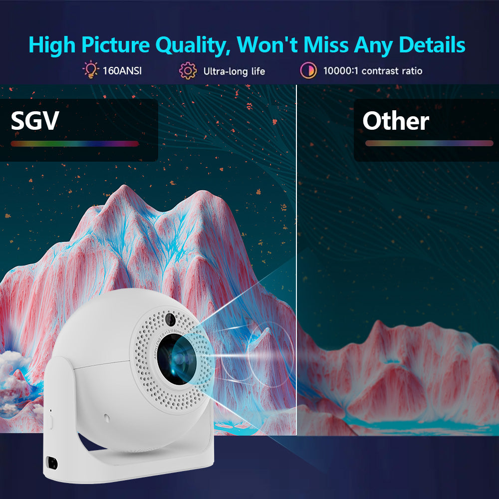 JY360 Smart Mini Projector - White | Portable 720P Home Theater Projector