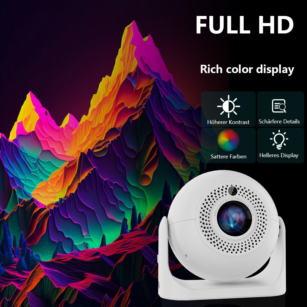 JY360 Smart Mini Projector - White | Portable 720P Home Theater Projector
