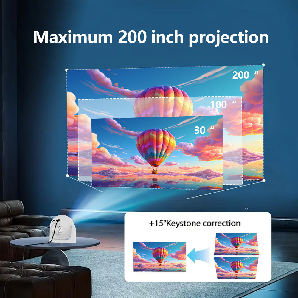 JY360 Smart Mini Projector - White & Black | Portable 720P Home Theater Projector
