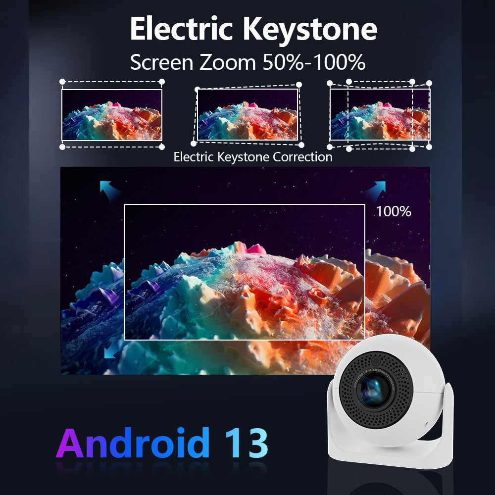 JY360 Smart Mini Projector - White & Black | Portable 720P Home Theater Projector