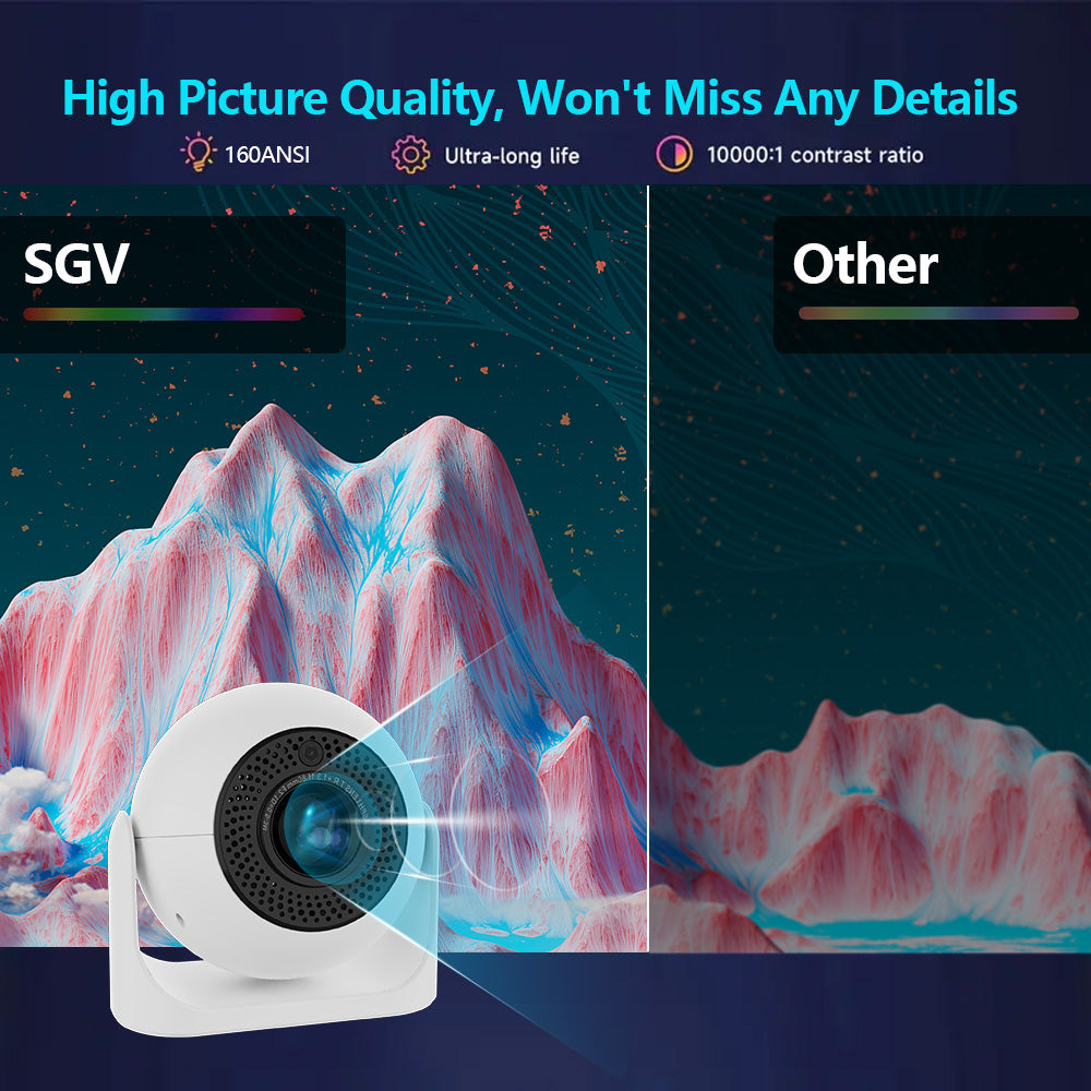 JY360 Smart Mini Projector - White & Black | Portable 720P Home Theater Projector