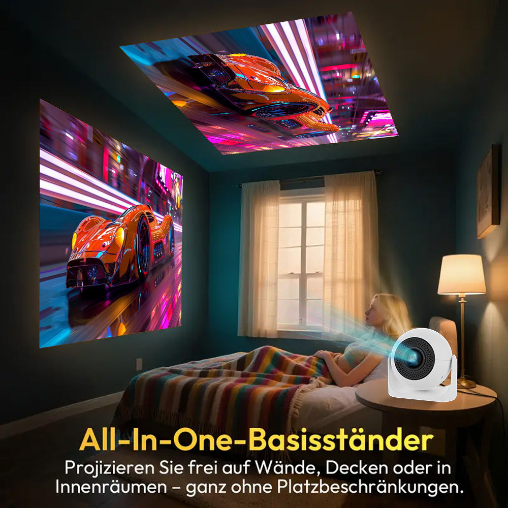 JY360 Smart Mini Projector - White & Black | Portable 720P Home Theater Projector