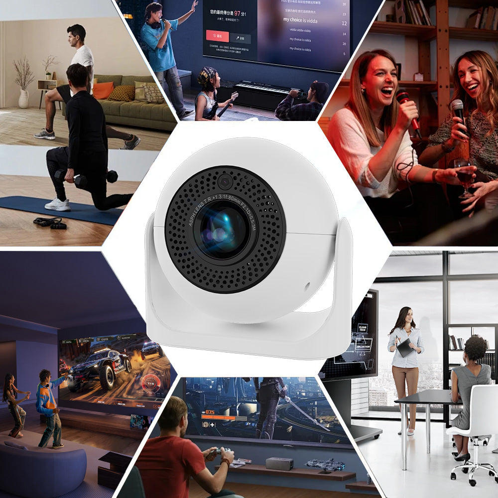 JY360 Smart Mini Projector - White & Black | Portable 720P Home Theater Projector