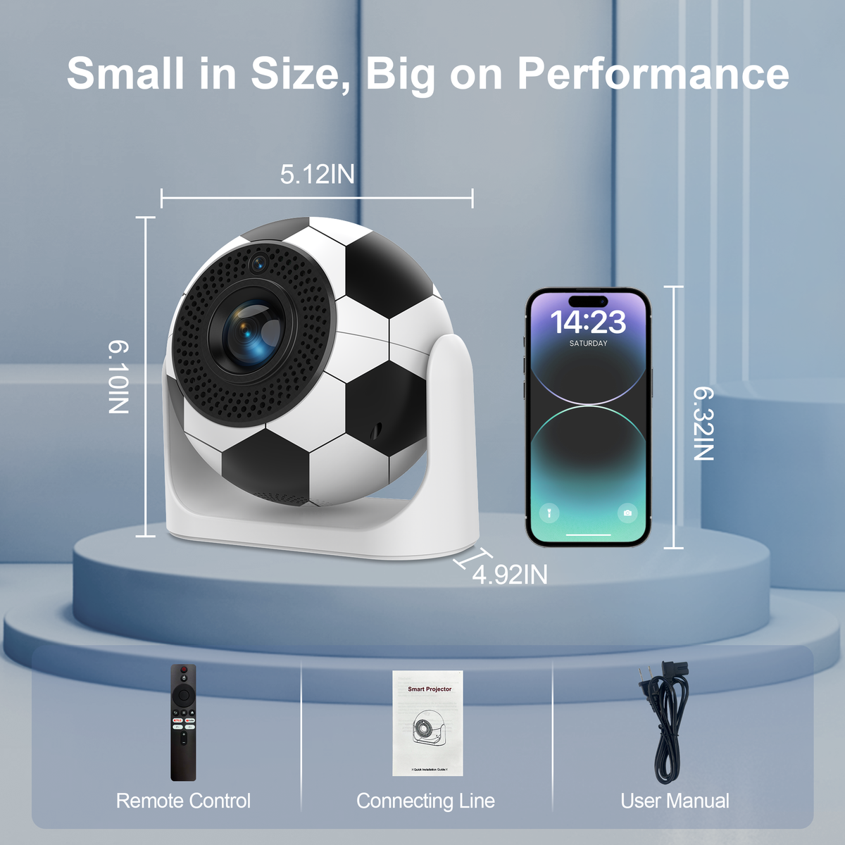 JY360 Smart Mini Projector - Football | Portable 720P Home Theater Projector