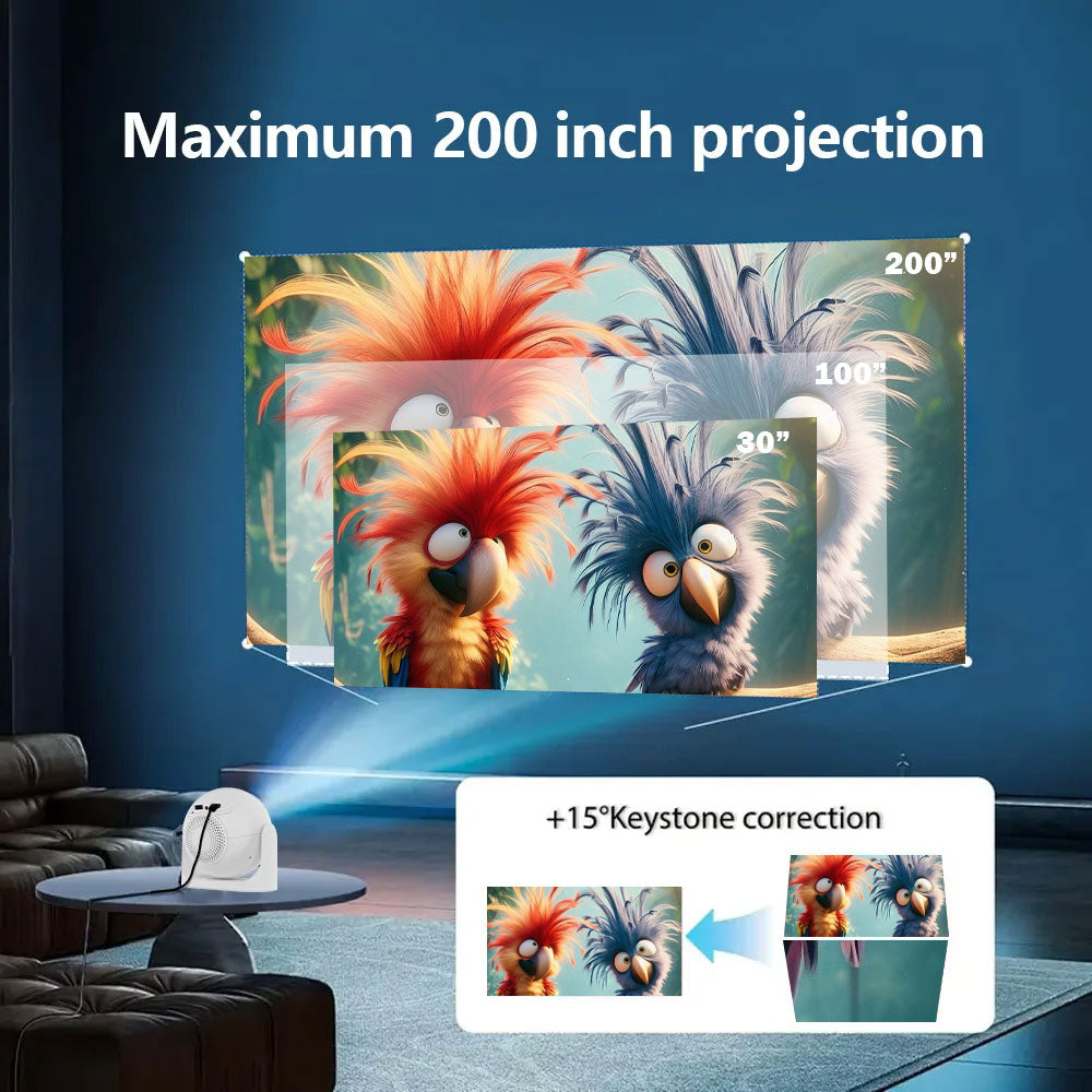 JY360 Smart Mini Projector - White & Black | Portable 720P Home Theater Projector