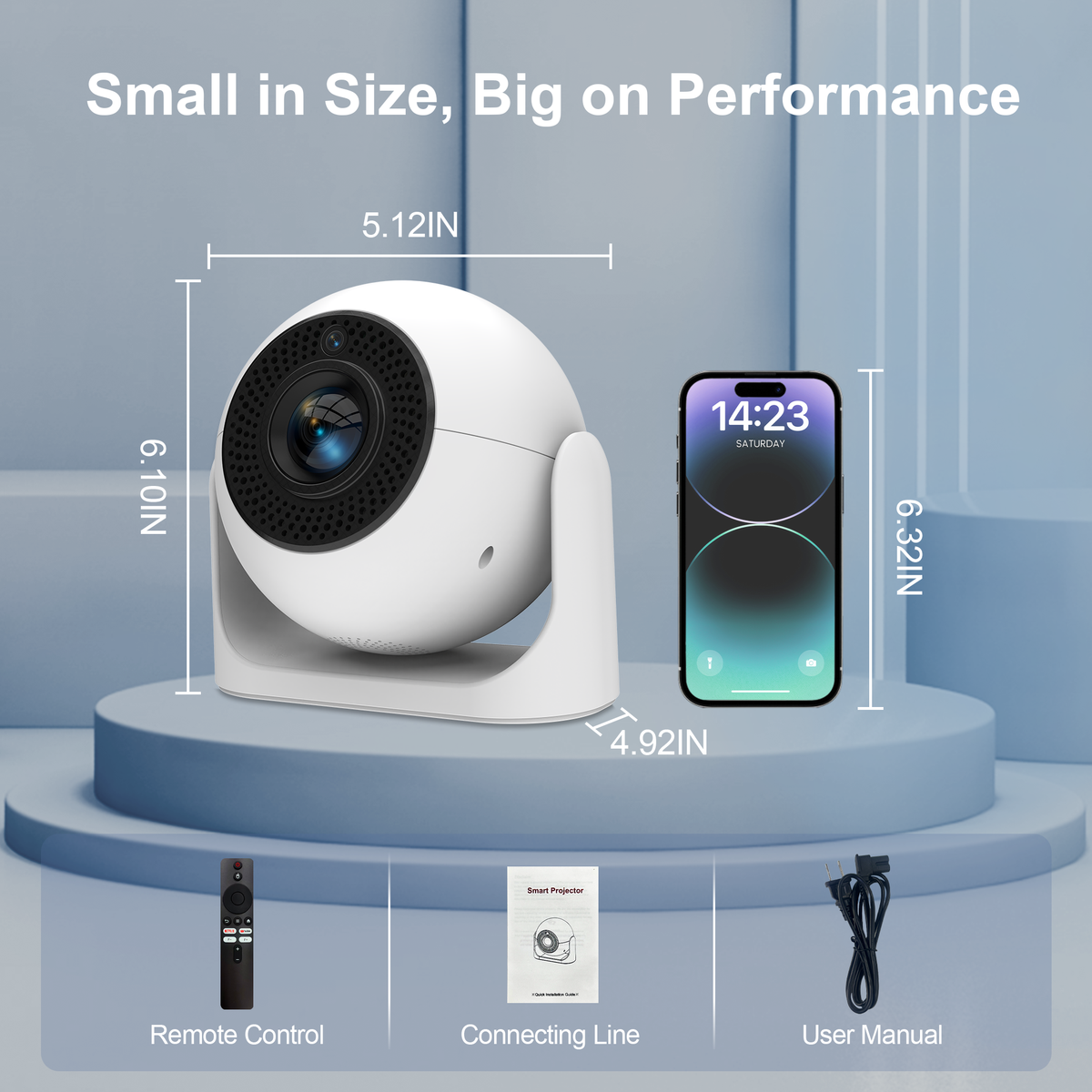 JY360 Smart Mini Projector - White & Black | Portable 720P Home Theater Projector