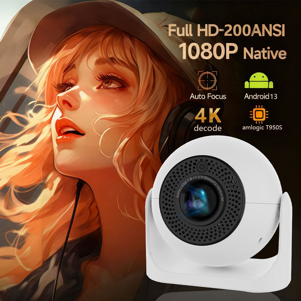 JY360 Smart Mini Projector - White & Black | Portable 720P Home Theater Projector