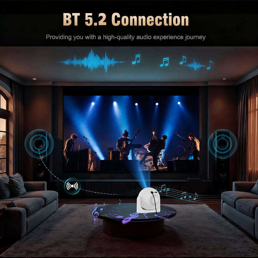 JY360 Smart Mini Projector - White & Black | Portable 720P Home Theater Projector