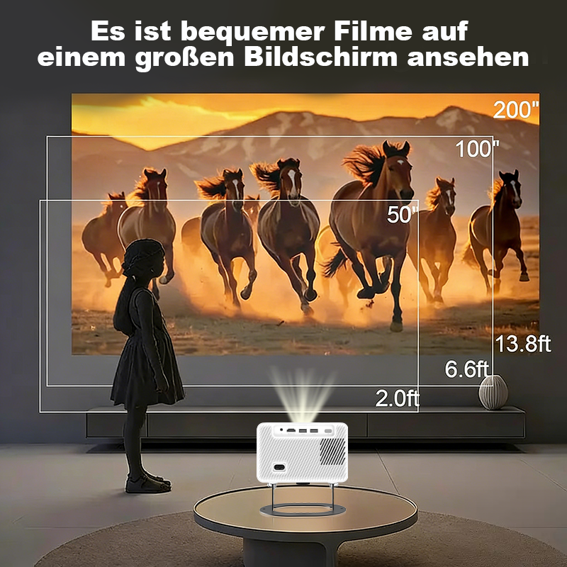 M10 Plus Smart Projector - White | 1080P Home Theater, WiFi & Bluetooth
