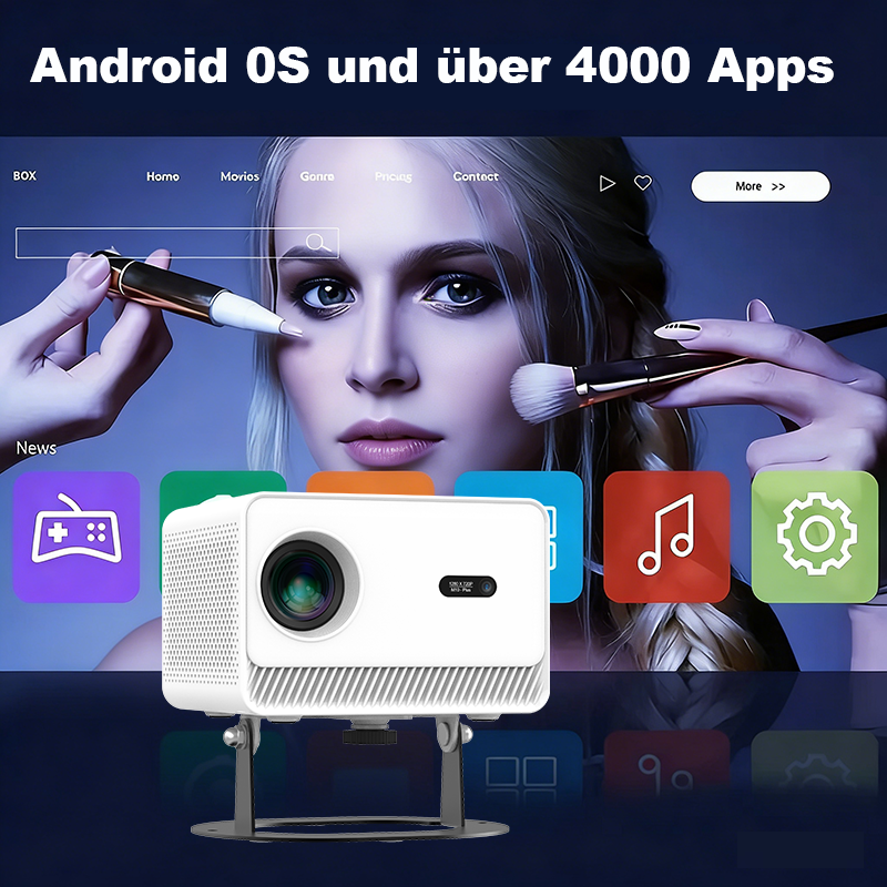 M10 Plus Smart Projector - White | 1080P Home Theater, WiFi & Bluetooth