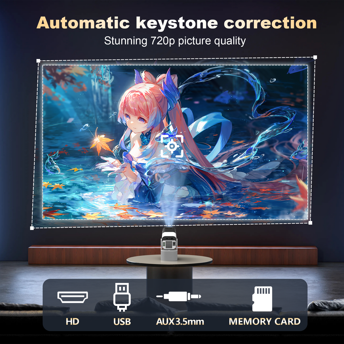 JY320 Plus Smart KTV Projector | 1080P Karaoke Home Theater with Mic