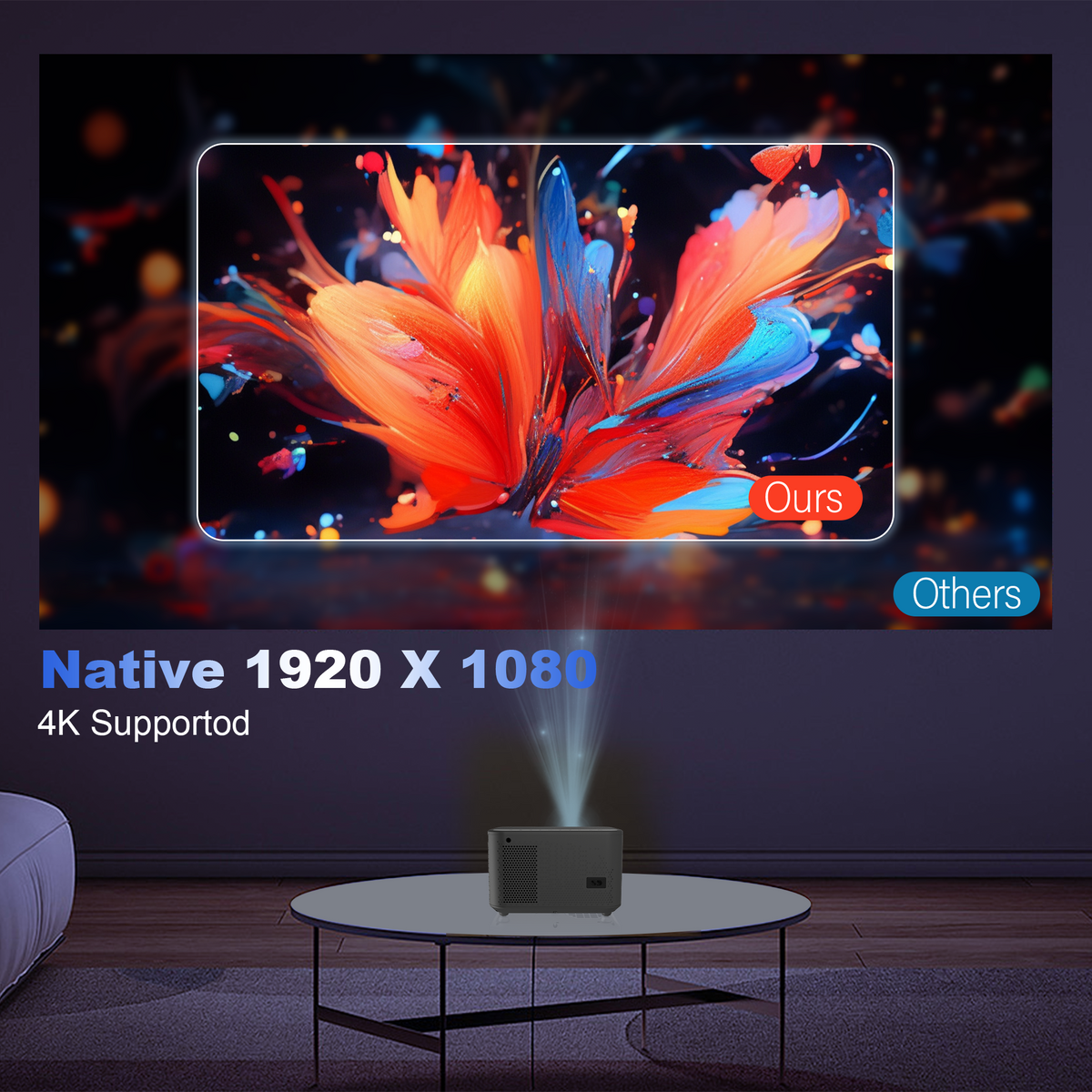 M10 Plus Smart Projector - Gunmetal | 1080P Home Theater, WiFi & Bluetooth