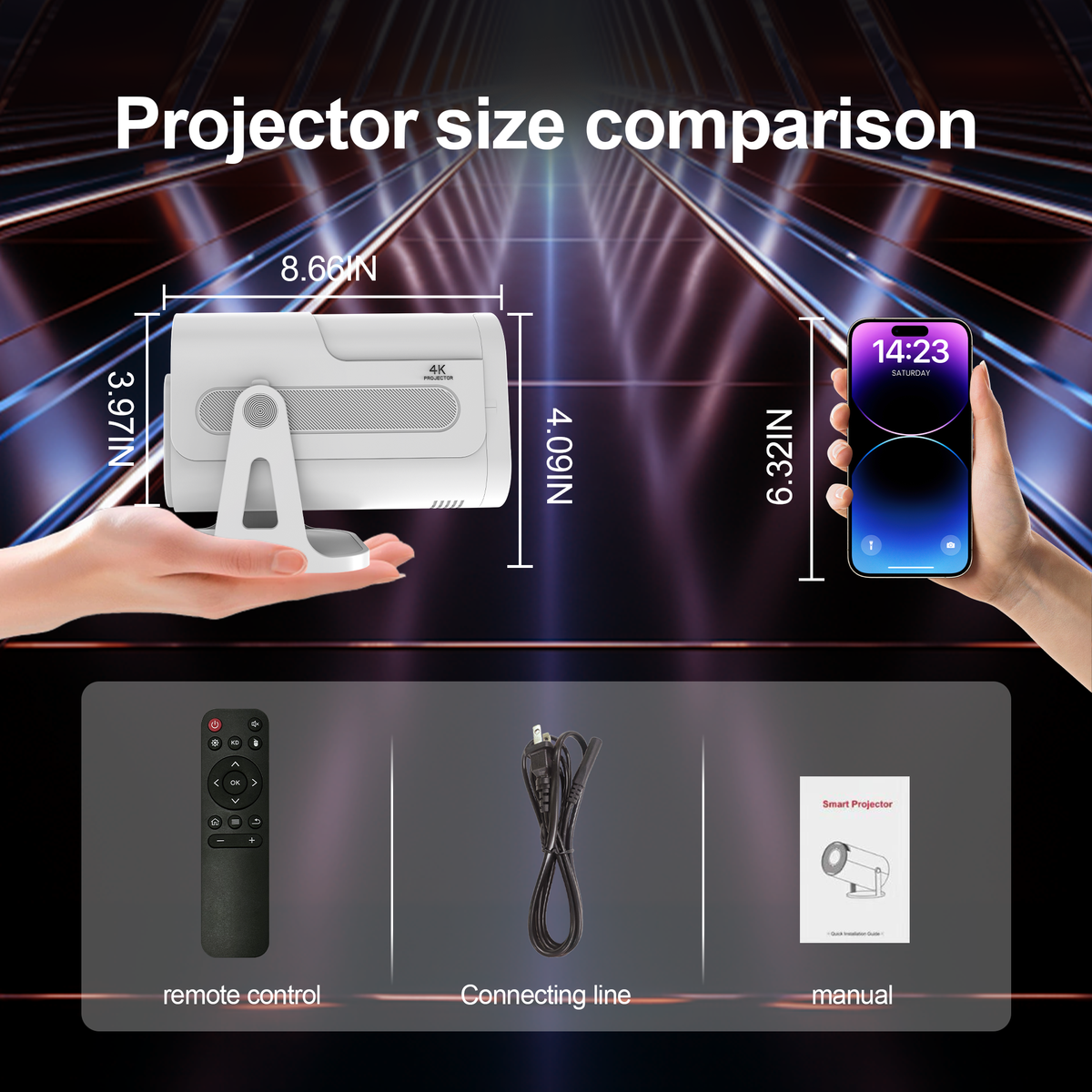 X15 Smart Mini Projector - White | Portable 720P Home Theater Projector