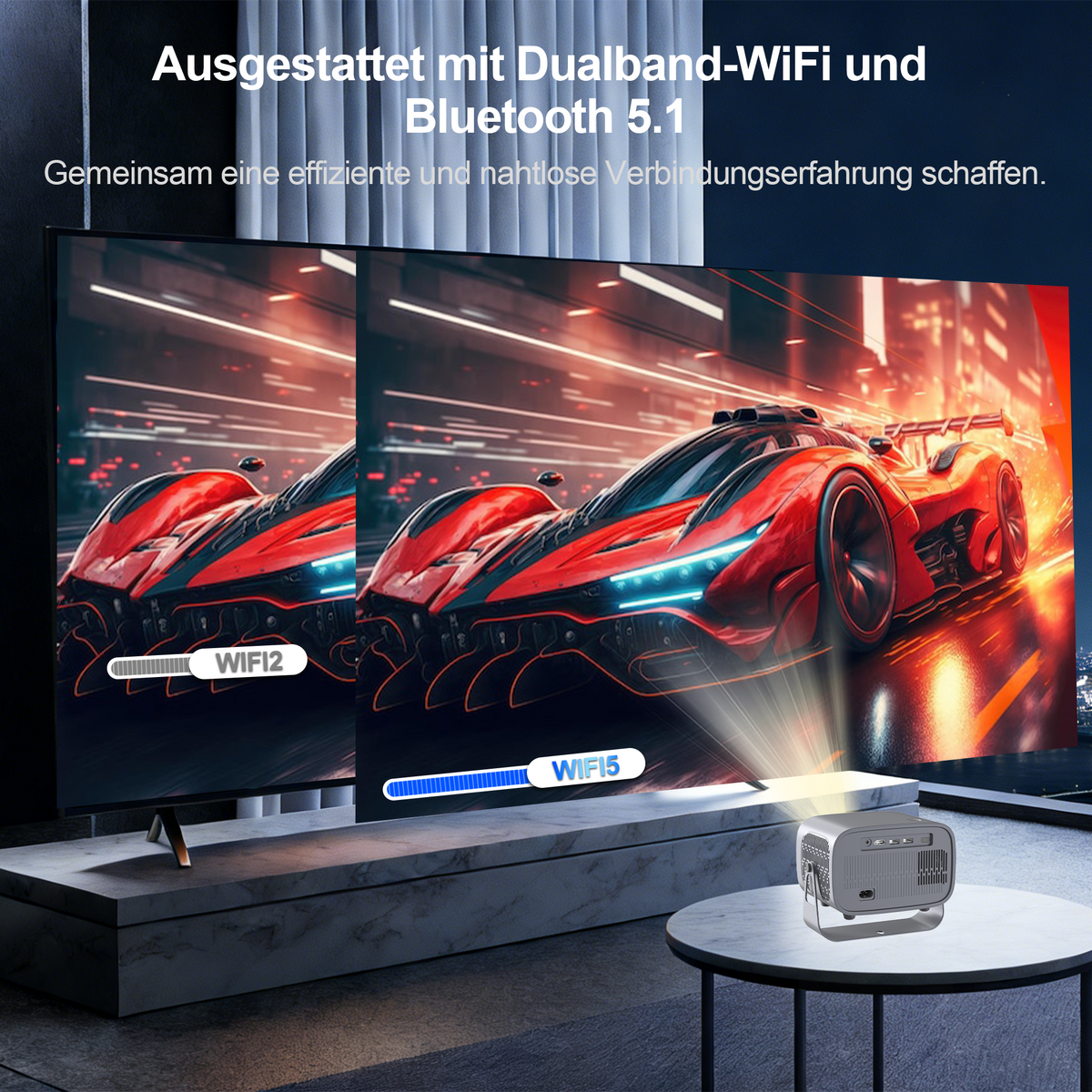A10 Plus Smart Portable Projector | 1080P Home Theater, WiFi & Bluetooth