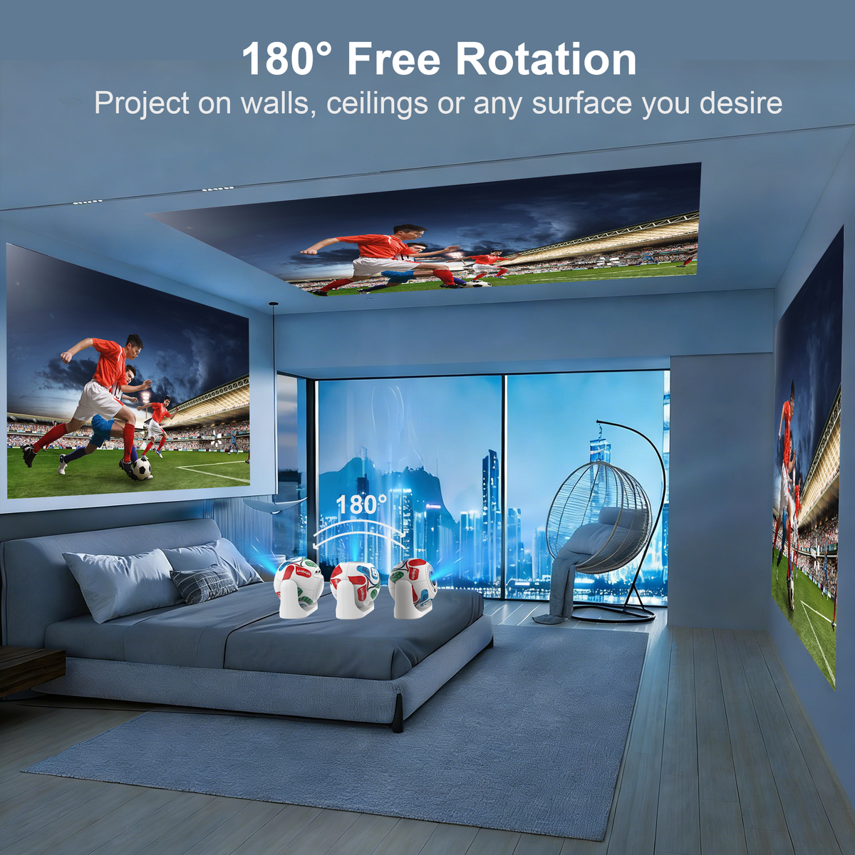 JY360 Smart Mini Projector - Color | Portable 720P Home Theater Projector