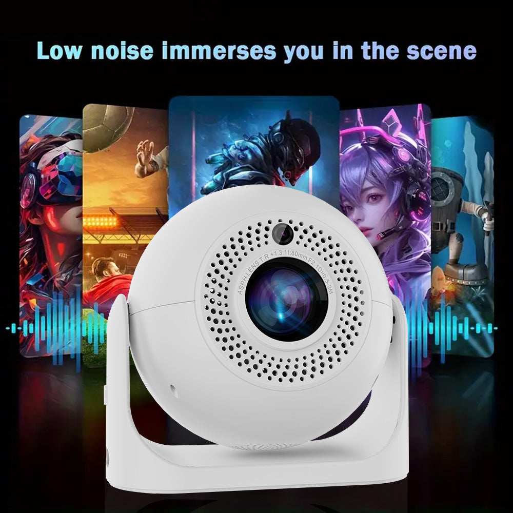 JY360 Smart Mini Projector - White | Portable 720P Home Theater Projector
