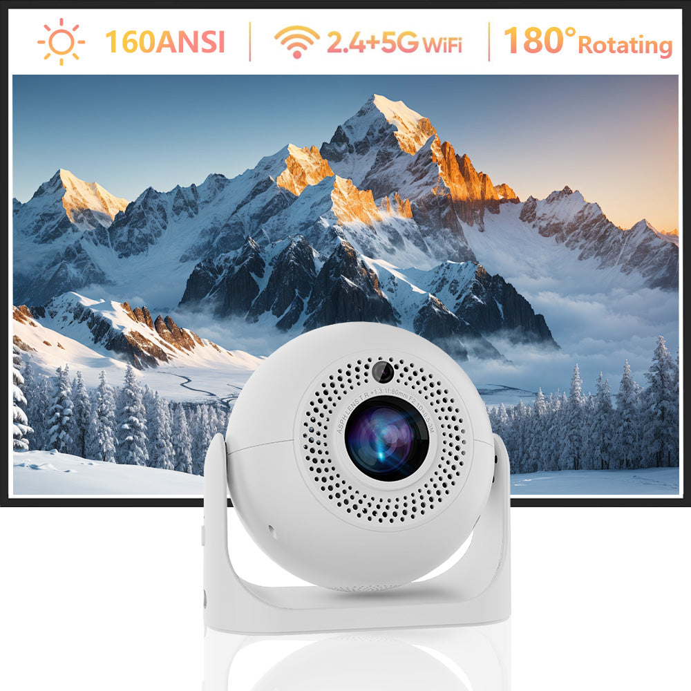 JY360 Smart Mini Projector - White & Black | Portable 720P Home Theater Projector