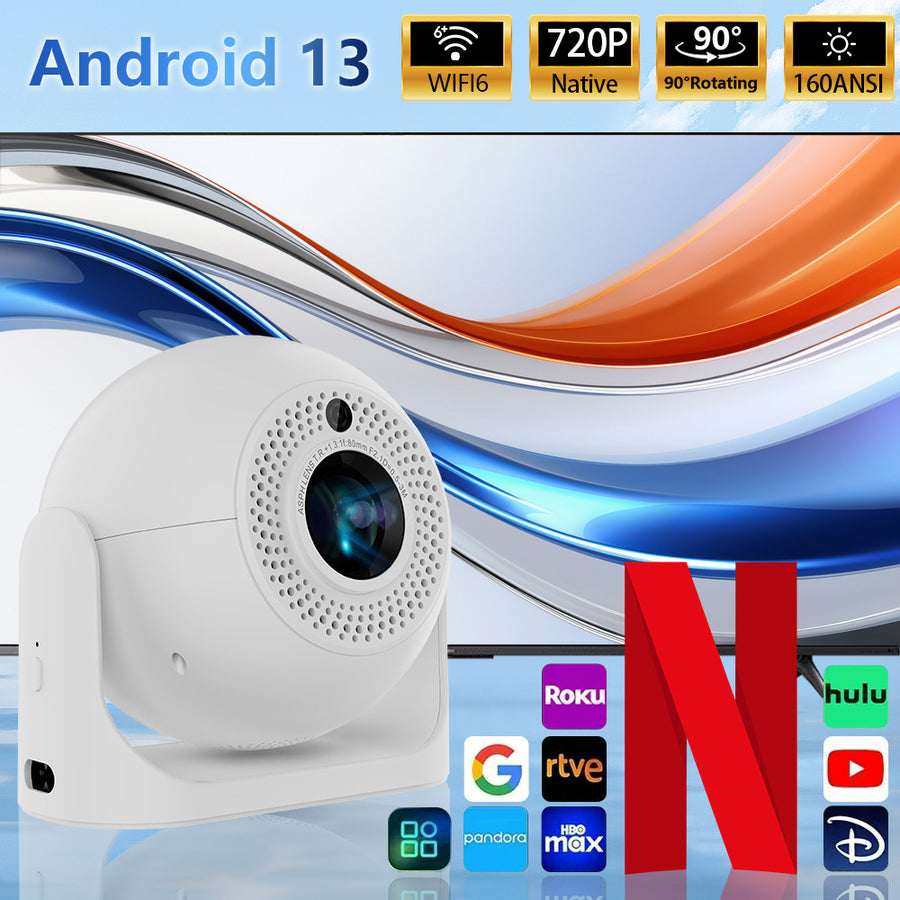 JY360 Smart Mini Projector - White | Portable 720P Home Theater Projector