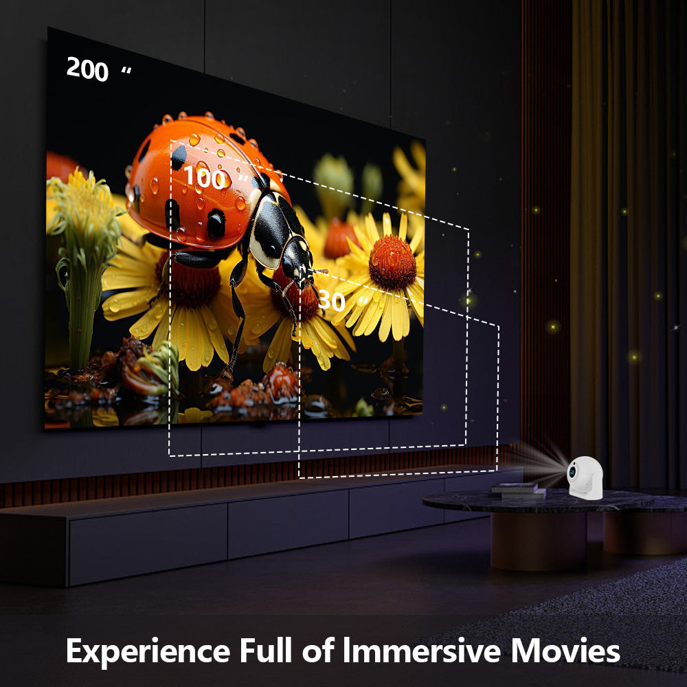 JY360 Smart Mini Projector - White | Portable 720P Home Theater Projector