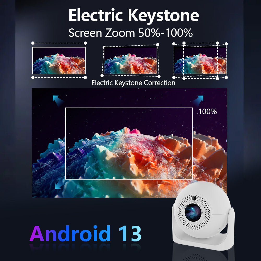 JY360 Smart Mini Projector - White | Portable 720P Home Theater Projector