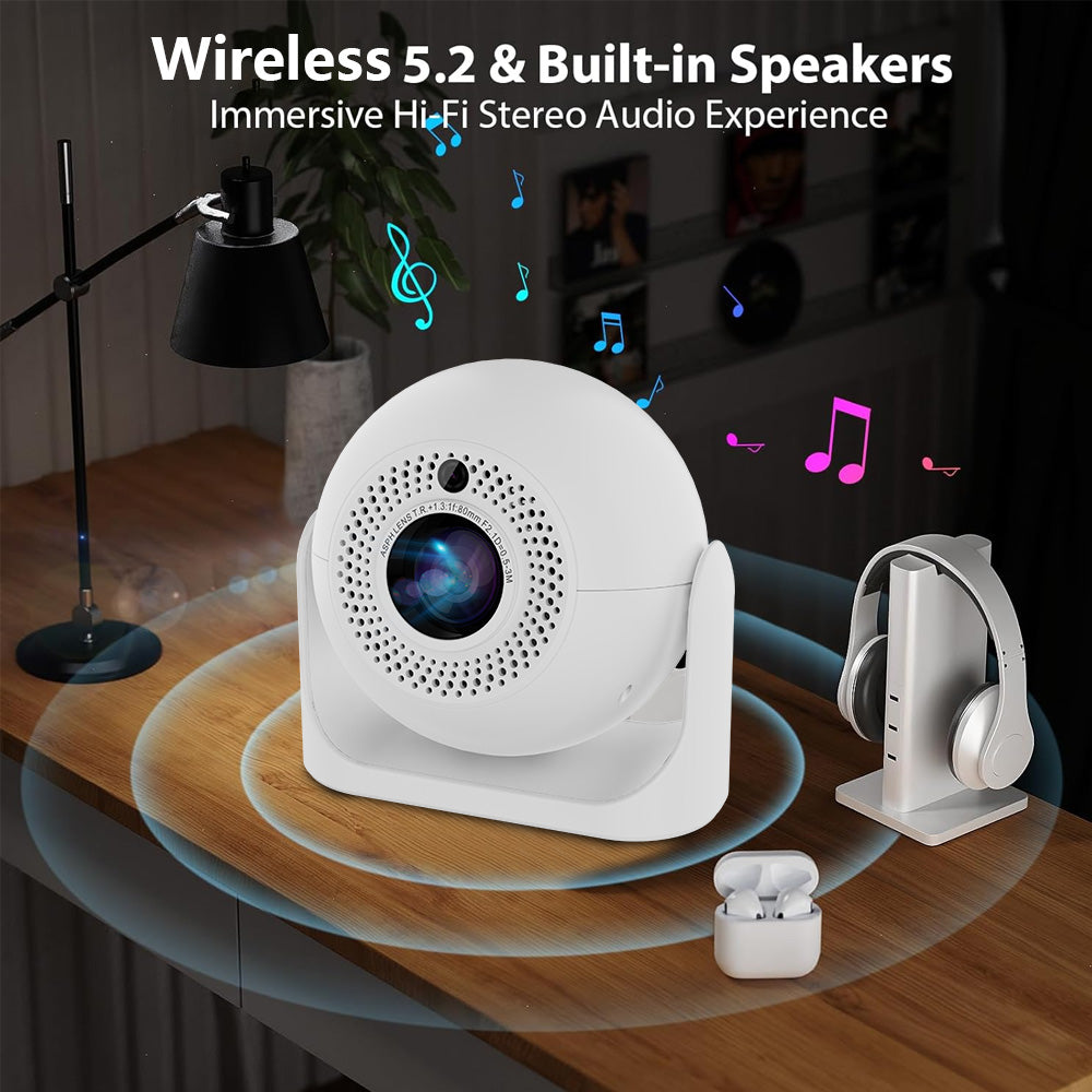 JY360 Smart Mini Projector - White | Portable 720P Home Theater Projector