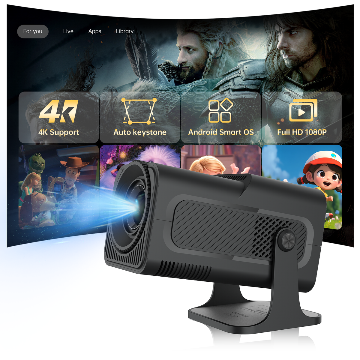 JY530 Native 1080P Mini Projector | 4K Supported Home Cinema Projector