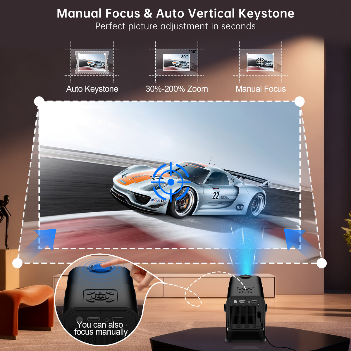 JY530 Native 1080P Mini Projector | 4K Supported Home Cinema Projector