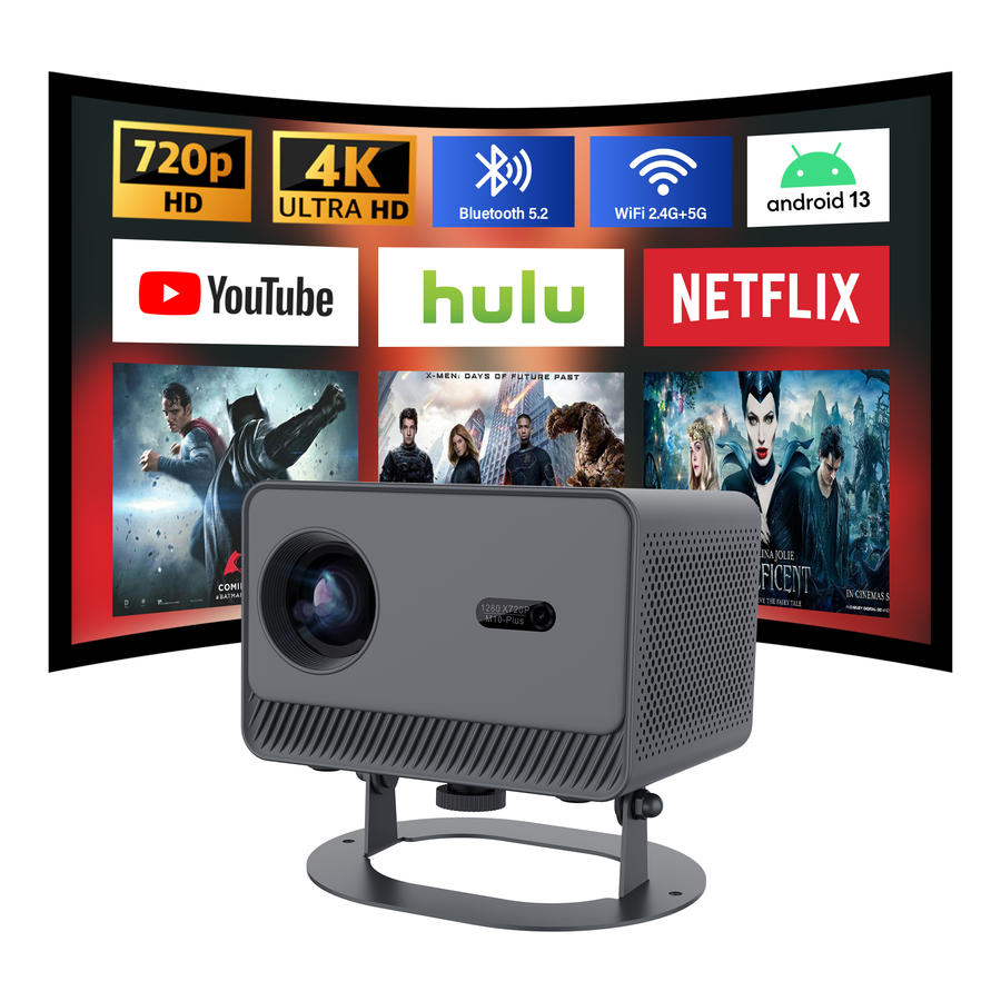 M10 Plus Smart Projector - Gunmetal | 1080P Home Theater, WiFi & Bluetooth