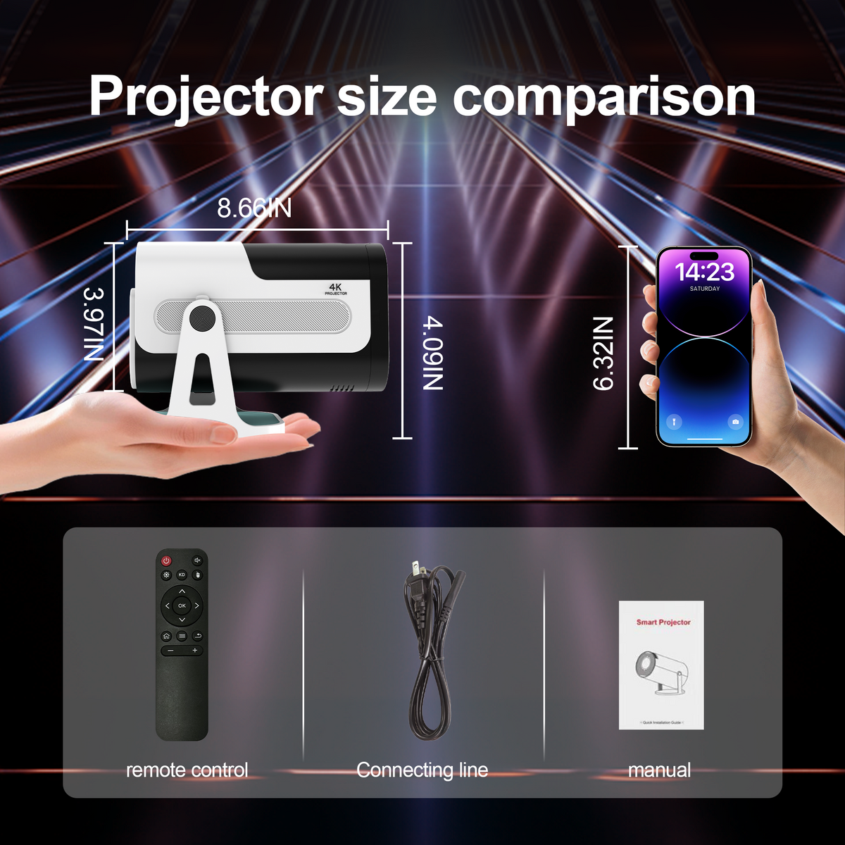 X15 Smart Mini Projector - White | Portable 720P Home Theater Projector