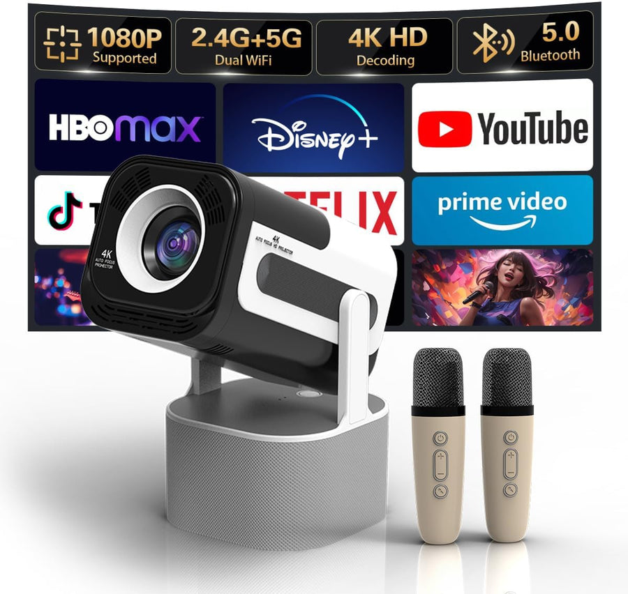 JY320 Plus Smart KTV Projector | 1080P Karaoke Home Theater with Mic