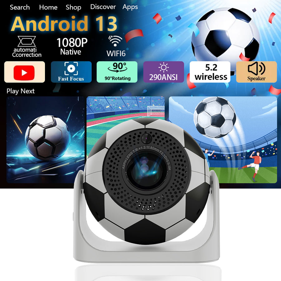 JY360 Smart Mini Projector - Football | Portable 720P Home Theater Projector