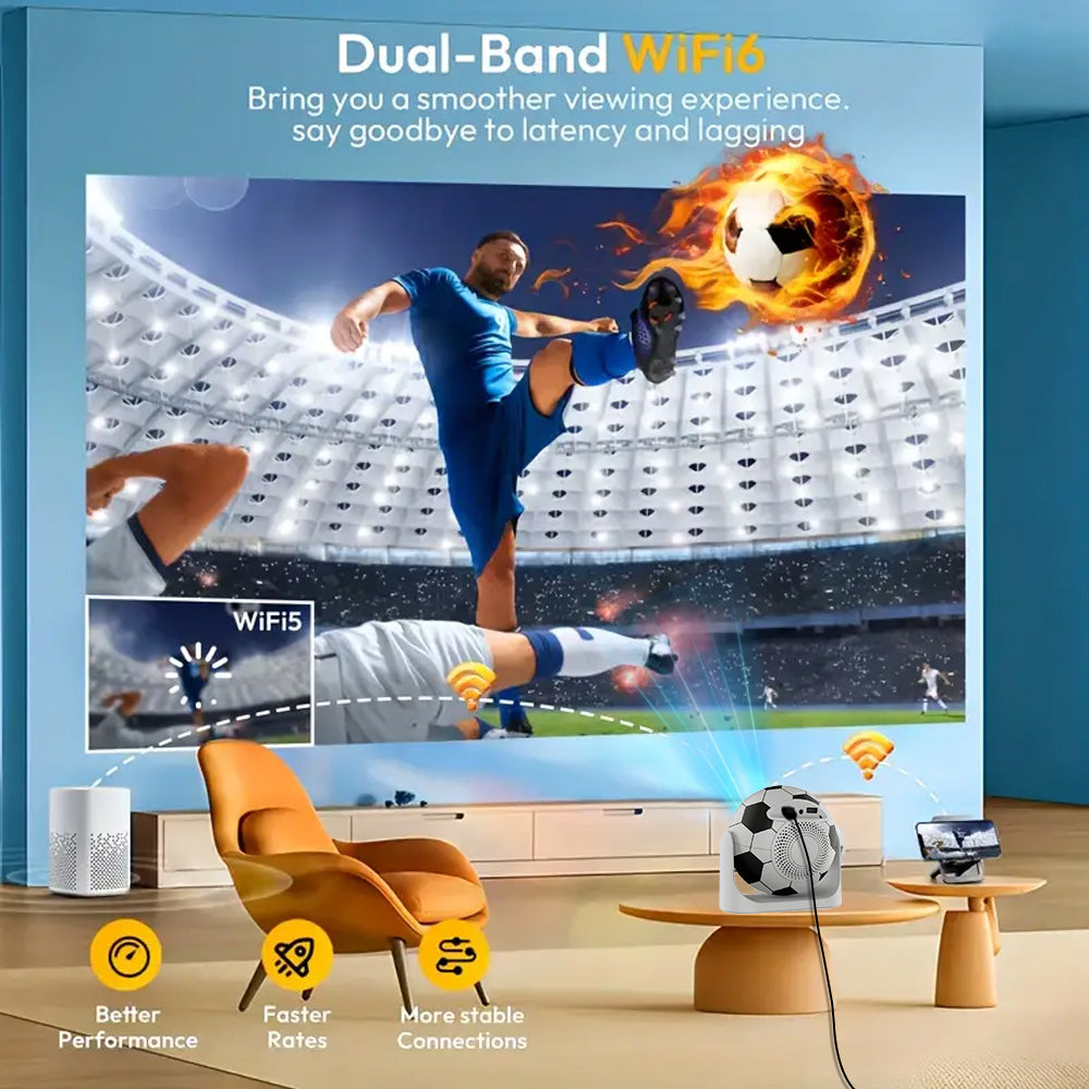 JY360 Smart Mini Projector - Football | Portable 720P Home Theater Projector