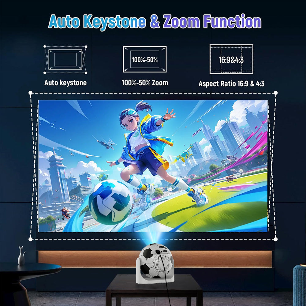JY360 Smart Mini Projector - Football | Portable 720P Home Theater Projector
